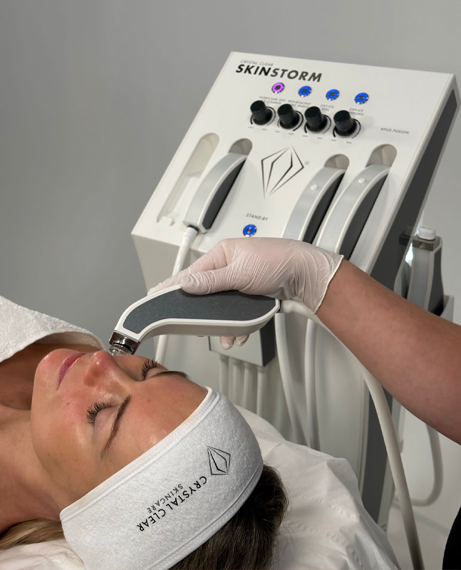 Image shows a lady receiving a Skinstorm facial